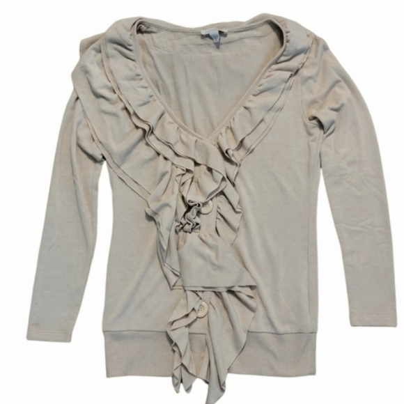 Boston Proper Ruffled Hem Cardigan Sz S - Picture 2 of 11